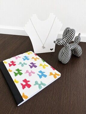 NEW Balloon Dog Lover Gift Set | Sculpture + Necklace + Notebook